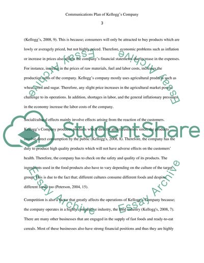 Communications Plan of Kelloggs Company