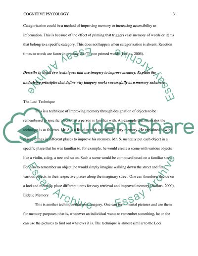 Cognitive Psychology Questions