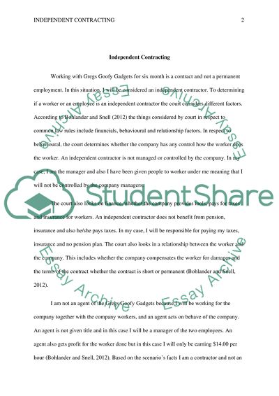 Independent contracting DB1