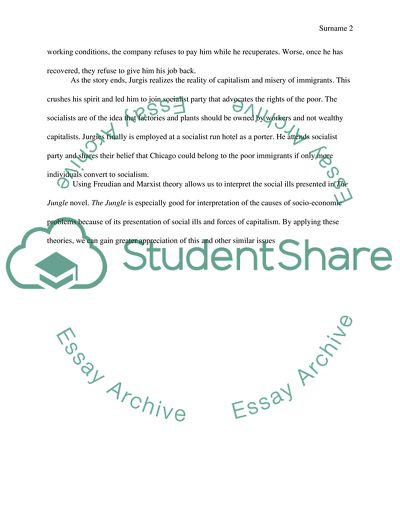 The Jungle Novel from Marxism Theory and Freud Theory