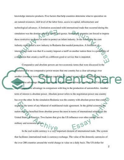 International Trade Simulation