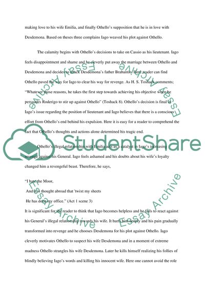 Othello Is the Only One Who Responsible for His Own Actions