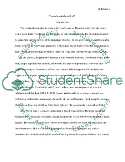 Can Euthanasia Be Ethical Euthanasia: the Debate