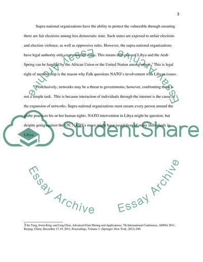 Role of Supra-National Organizations in the 2011 Crises