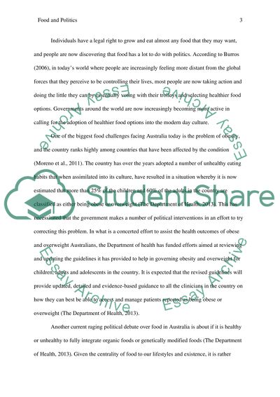 How Politics Influences the Kind of Food Grown or Consumed in Australia and in the Entire Globe