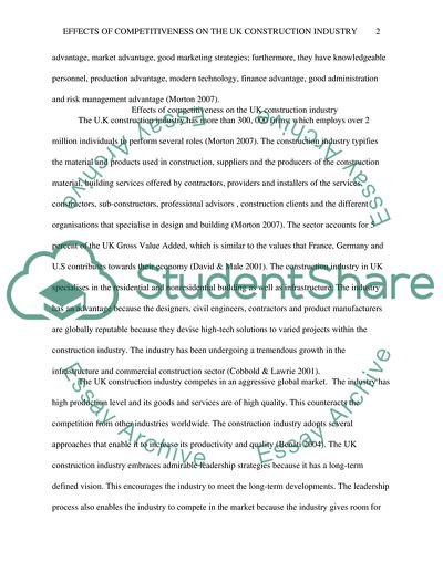 Effects of Competitiveness on the UK Construction Industry