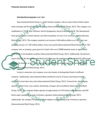 Intercontinental Hotel Groups Financial Statement Analysis