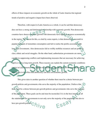Relationship between democracy and economic development in Latin America