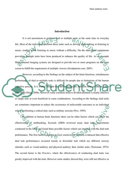 Effectiveness of Dual Tasks - Broadcast and Song