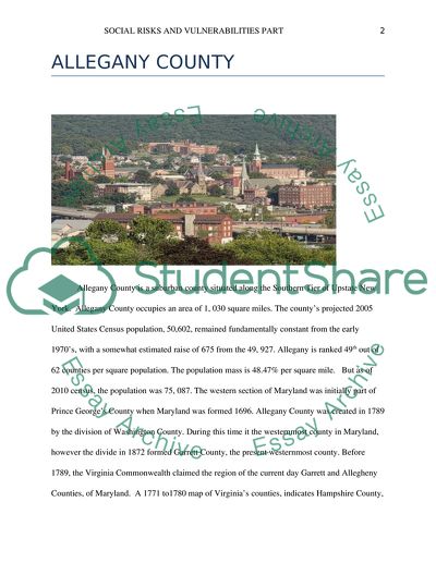 Social Risk and Vulnerabilities: Allegany County and Baltimore City
