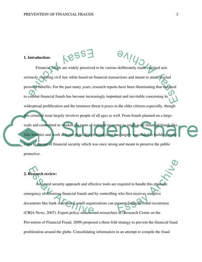 Prevention of Financial Frauds