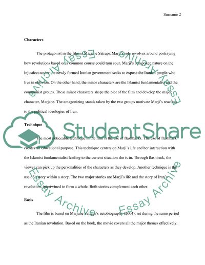 Personal Response: Persepolis Film