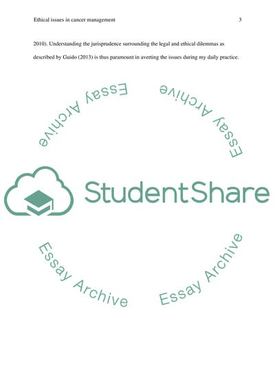 Ethical Issues in Cancer Management