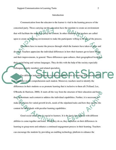 Communication Demands for Participation in Learning Tasks