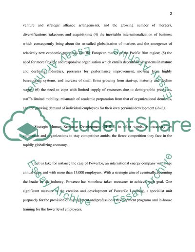 Strategic Human Resource Development