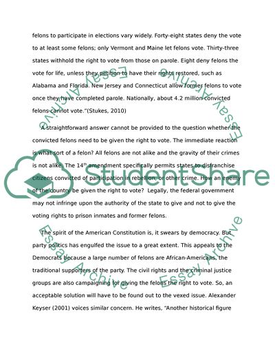 Should Convicted Felons Have The Right to Vote