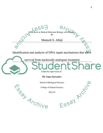 dna phd repair thesis