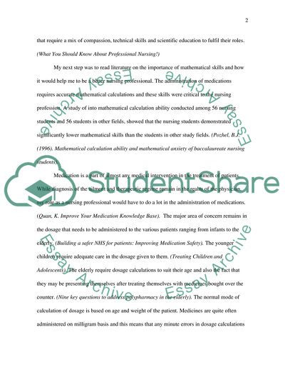 My Academic development (maths related to drug calculation in nursing)