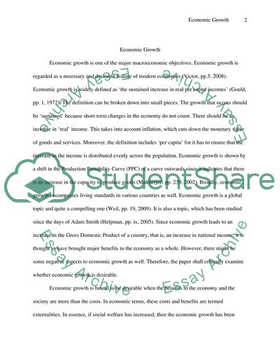 Assessment and Analysis of Economic Growth
