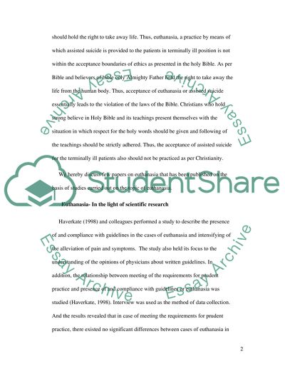 Euthanasia: Acceptance of Rejection