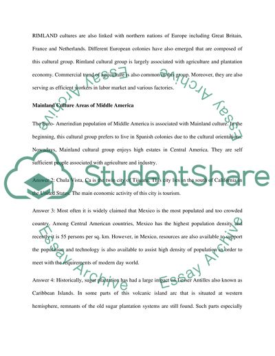 Mainland and Rimland Cultural Areas of Middle America