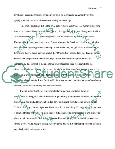 Disobedience as a Psychological and Moral Problem by Erich Fromm