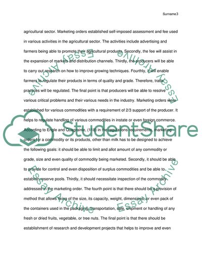 Agricultural Marketing Orders