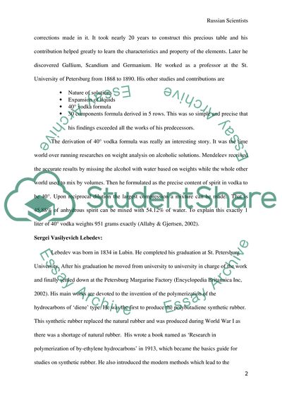 Russian Scientists Contribution to the World Science