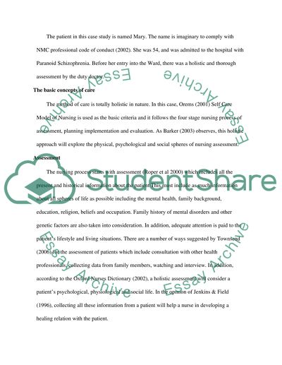 Patient care essay