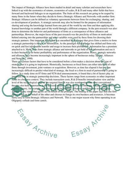 Knowledge Sharing Networks and Strategic Alliances