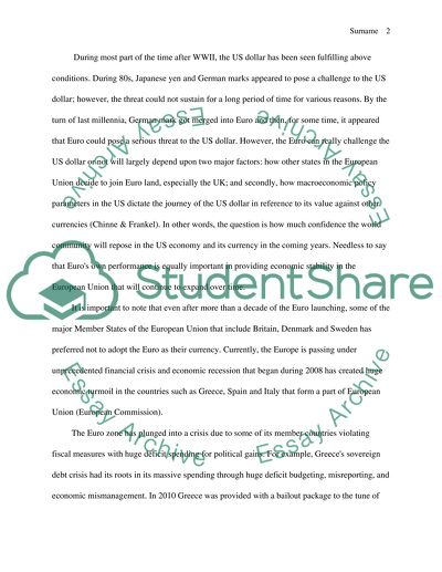 The Euros challenge to the dollar