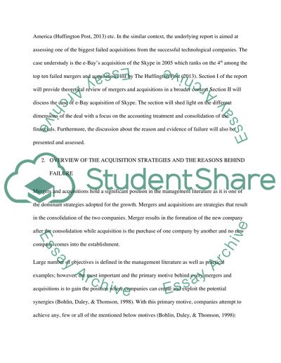 Assessment of the Failed Acquisition of Skype by eBay