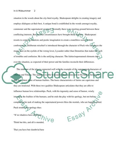 Settings in a Midsummer Nights Dream