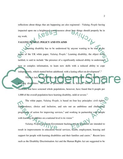 Valuing People: Policy and Practice