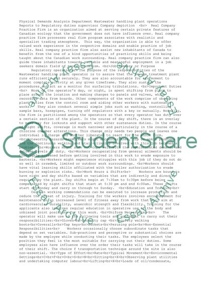 Physical Demands Analysis