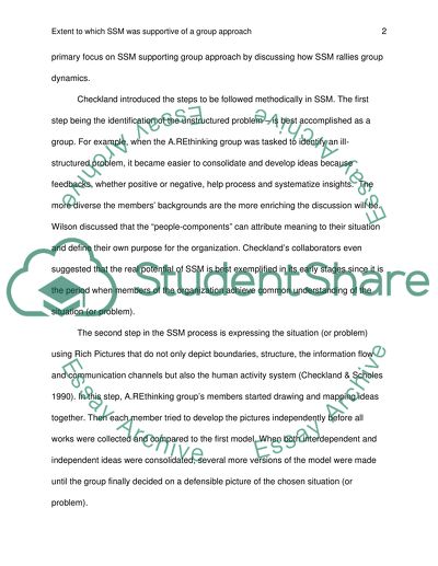 Explain (with examples) the extent to which SSM was supportive of a group approach