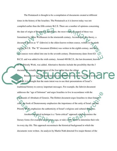 Summary of The Pentateuch (From SOURCES GIVEN by me)