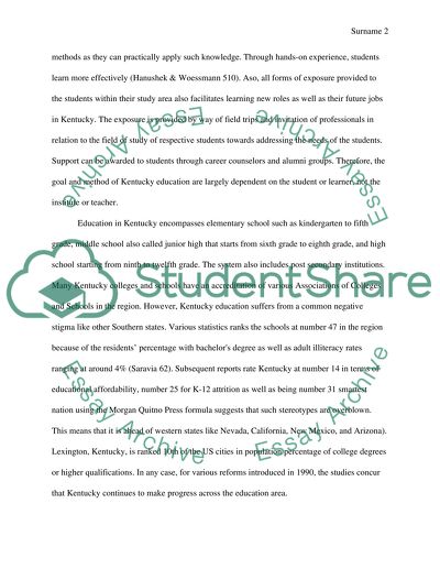 Kentuckys Educational System; Argument by Definition, Evaluation, and Proposal