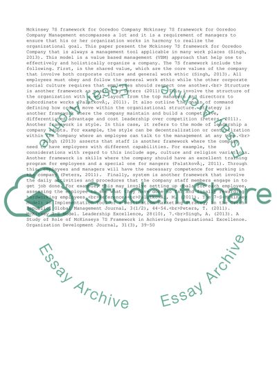 Mckinsey 7S Framework for Ooredoo Company