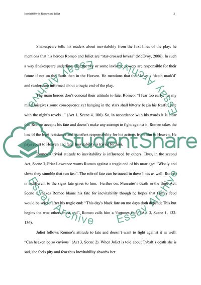 Inevitability in Romeo and Juliet