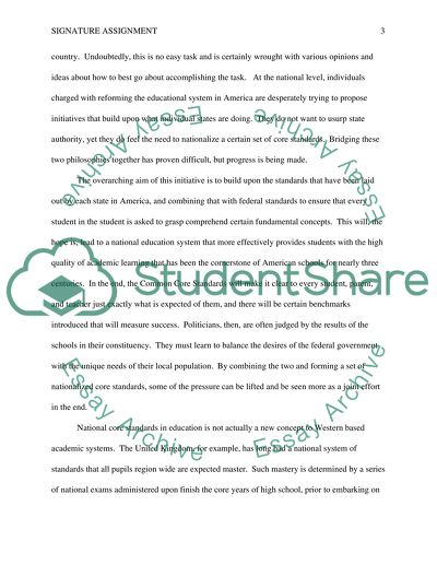 Signature Assignment: Common Core Standards in Education
