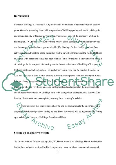 Evaluating a New Service or Product: Setting up a website