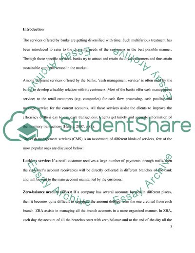 Cash Management Services