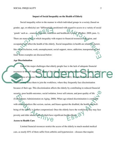 Impact of Social Inequality on the Health of Elderly