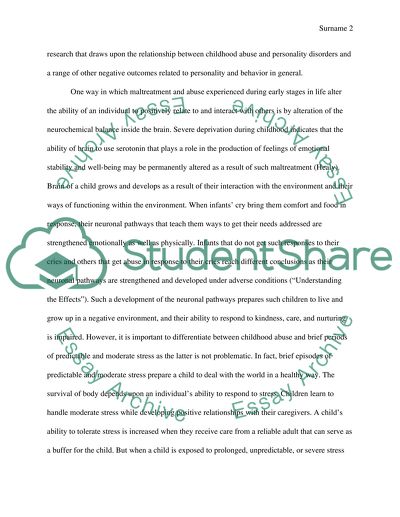 Impact of Abuse in Childhood on Psychological and Physical Health