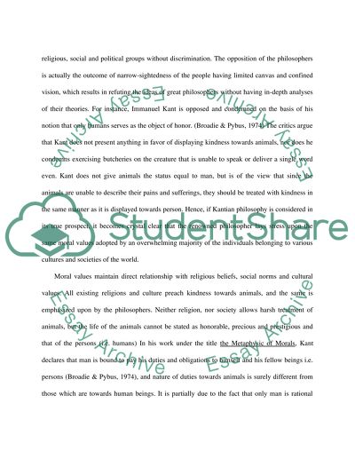 Philosophy - Kant Treatment of animals, Utilitarianism Vegetarianism