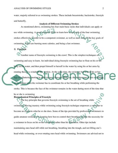 Analysis of Swimming Styles