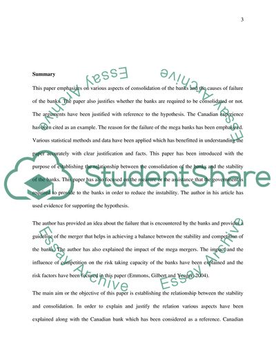 Bank Consolidation and Stability: The Canadian Experience