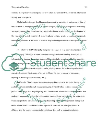 Cooperative Marketing of Global gadgets imports