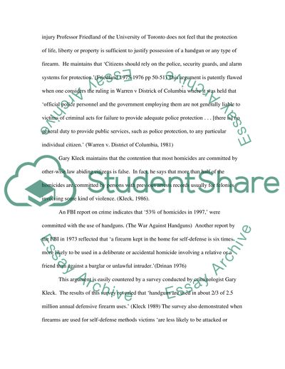 Outlawing the Ownership of Handguns